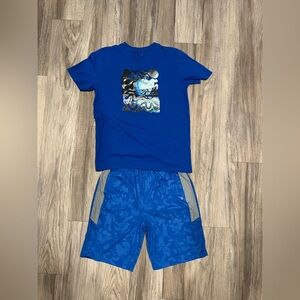 Blue Graphic T-Shirt and Shorts Set
